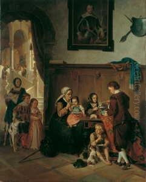 Die Speisung Der Armen Familie.
Signiert Und Datiert Unten Links: J. Haier/wien 1876. Ol Auf Leinwand
(doubliert). H 115; B 93 Cm. - view 1