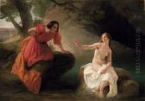 Ninfa Sorpresa Al Bagno (alfeo Ed Aretusa?) by Francesco Paolo Hayez