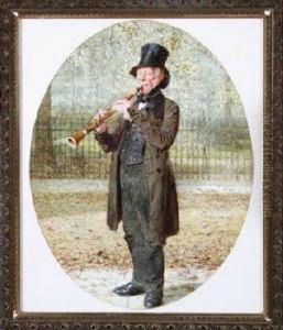 "a Wandering Minstrel In A Quiet Square": A Top-hatted Man Playing The Clarinet