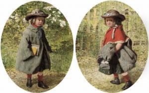Going To School; Going Home From School by James Hayllar