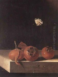 Three Medlars with a Butterfly c. 1705 by Adriaen Coorte