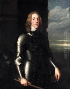 Portrait Of Sir Richard Ingleby,
Three-quarter Length Standing, Wearing Armour, His Helmet Beside Him, A
Baton In His Hand by John Hayls