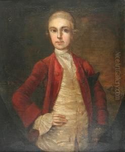 Portrait Of A Young Male, Half Length, With A Vessel And Coastline Beyond