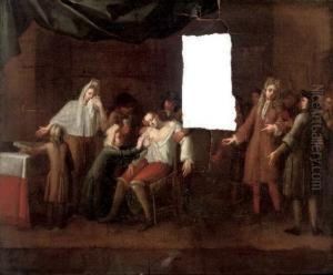 An Interior With A Doctor Operating On A Patient