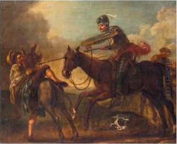 Don Quixote Attacking The Barber
To Capture The Basin; Don Quixote Disputing With The Mad Cardenio; And
Don Quixote Tilting With The Toledo Merchant - view 1
