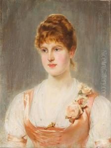 Portrait Of A Young Lady With Rose Corsage by John Haynes-Williams