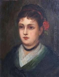 Portrait Of A Lady With A Rose In Her Hair by John Haynes-Williams