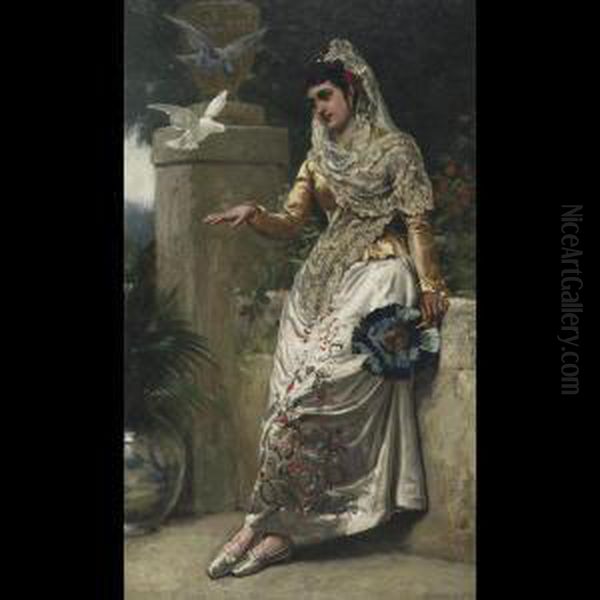 Spanish Beauty With Doves - view 1