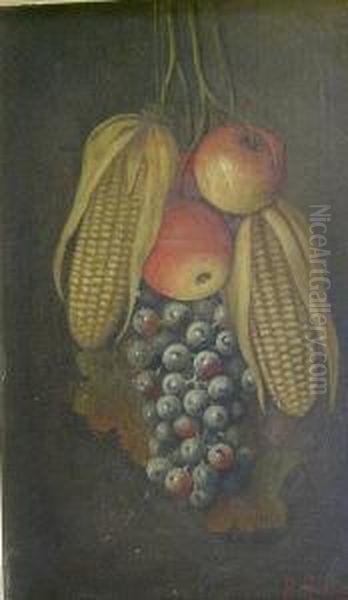 Hanging Still Life With Corn, Apples And Grapes - view 1