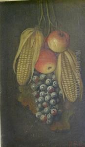 Hanging Still Life With Corn, Apples And Grapes by Barton Stone Hays