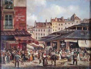 View of the Market at Les Halles, c. 1828