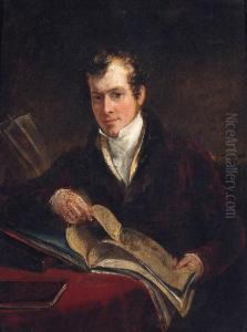 Portrait Of The Hon. Robert S. 
Jameson, Seated Small Three-quarter-length, In A Red Jacket With Fur 
Collar And White Shirt, Seated Ata Table, Holding An Open Book