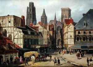 Place de la Haute-Vieille-Tour, Rouen, 1824 by Guiseppe Canella