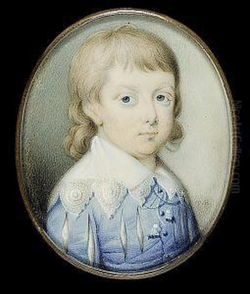 A Boy, Wearing Pale Blue Van
Dyck Suit, The Coat Slashed To Reveal White, The White Lace Collar Tied
With Tasseled Cords - view 1