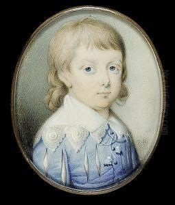A Boy, Wearing Pale Blue Van 
Dyck Suit, The Coat Slashed To Reveal White, The White Lace Collar Tied 
With Tasseled Cords