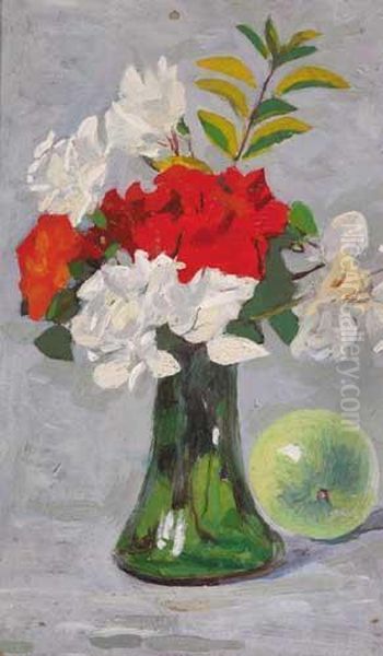 Orange And White Flowers In A Green - view 1
