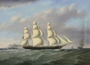 An Outward-bound Merchantman 
Passing Anglesey, With A Cunardsteamer Off Her Stern And Approaching The
 South Stacklighthouse