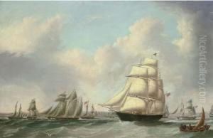 Ships Of The Fleet Of George Brown And Harrison In The Mersey Offliverpool by Joseph Heard