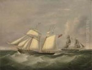 The Topsail Schooner Crescent Passing The Brig Jane Offholyhead by Joseph Heard