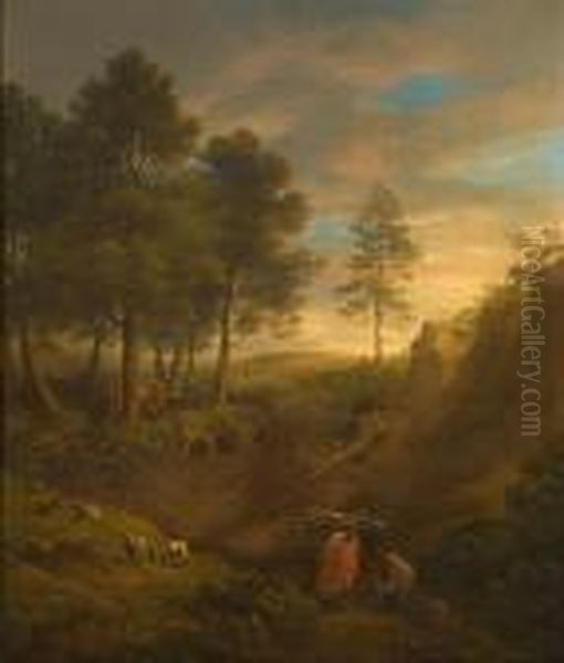Firewood Gatherers With Sheep And Cows - view 1