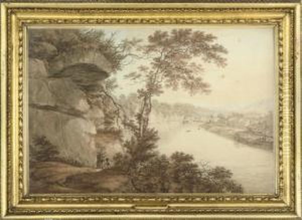 A View Down The River Avon, Near Bristol, With Anchored Shipping In The Distance - view 1