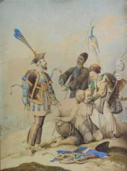 Chinese Tartars With Prisoners - view 1