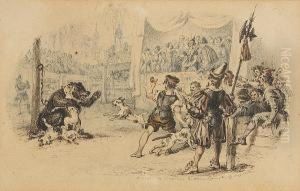 Depicts The Once-popular English
Sport Of Bear-baiting. Identified On Verso Label As Being For "the
Chronicles Of England." Heath Was Also Known Under The Pseudonym "paul
Pry." by William Heath