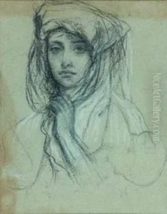 Portrait De Jeune Fille by Ernest Hebert