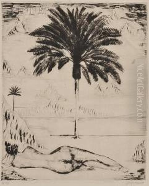Reclining Nude And Two Palms - view 1