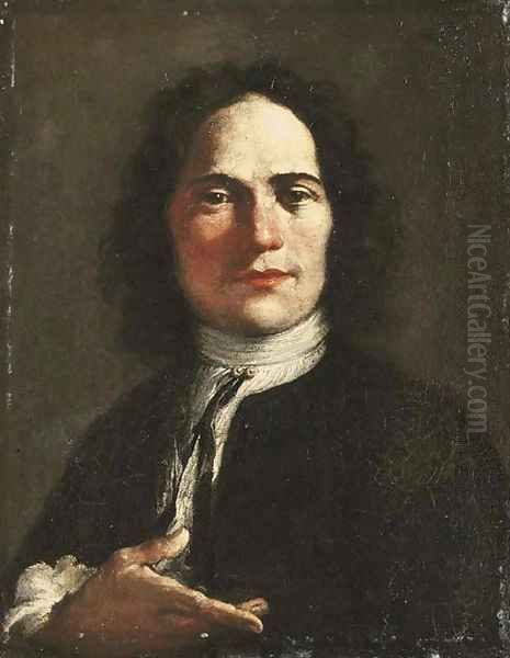 Portrait of an artist, half-length, in a black coat and a white shirt - view 1