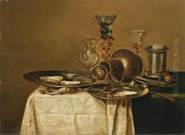 Stillleben Mit Glasern,zinntellern Und Austern - view 1
