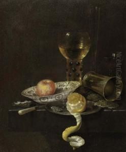 Stilleben Mit Romer, Silber, Zitrone. 1661.