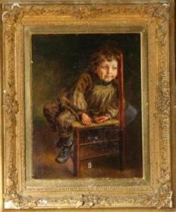 "by The Fireside" - A Portrait Of A Small Boy Seated On A
Chair by Ralph Hedley