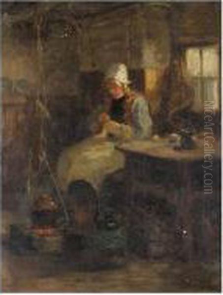Darning By The Fire - view 1