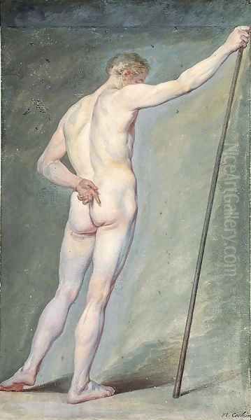 A Nude holding a Stick, seen from behind - view 1