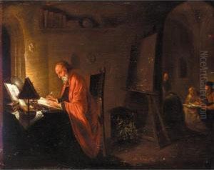 A Scholar In His Study by Hendrick Heerschop or Herschop