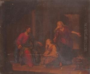 Christ In The House Of Martha And Mary by Hendrick Heerschop or Herschop