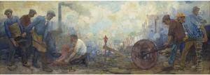 Steel Workers Near A Town by Herman Heijenbrock