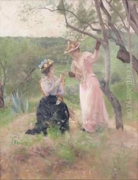 Deux Elegantes Dans Un Paysage - view 1