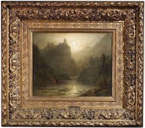 River Landscapeat Moonlight. by Karl Heilmayer