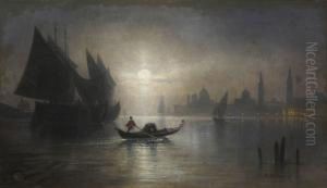 In Der Nachtlichen Lagune Vor Venedig. by Karl Heilmayer