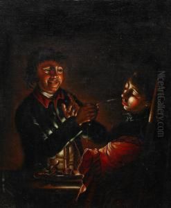 Interior Med Kurtiserande Par by Wolfgang Heimbach