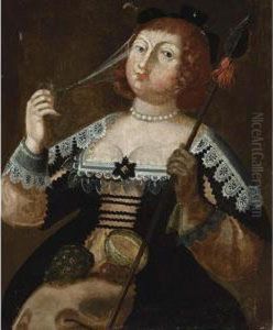 An Elegantly Dressed Lady Holding A Glass And A Spear