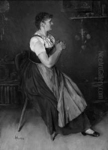 J. A. "betendes Dirndl In Der Stube".
Sign. Ol Auf Karton. 33 X 24 Cm. Rahmen by Johann Adalbert Heine