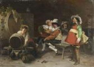 Frohliche Weinprobe. by Johann Adalbert Heine
