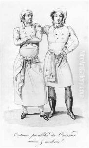 Costumes of cooks from different eras, from 'Le Maitre d'Hotel francais', 1822 Costumes of cooks from different eras, from 'Le Maitre d'Hotel francais', 1822