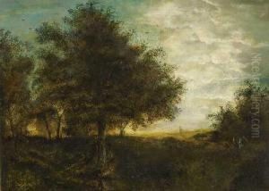 Baumlandschaft Mit Heimkehrenden Bauernpaar by Karl Adam Heinisch