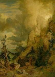 Wildromantische Gebirgs-,fluss- Und Seelandschaft
