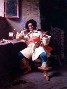 Soldier Carousing, 1874 by Tito Conti
