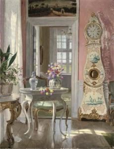 Summer Blooms In An Interior by Heinrich Hansen